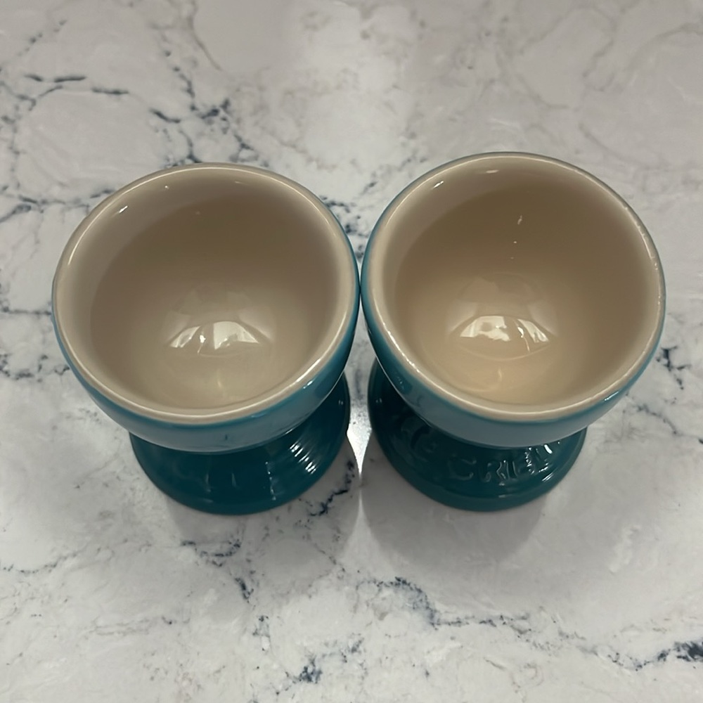 Le Creuset set of two egg holders in Caribbean **NWT* - Picture 3 of 4